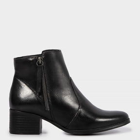 Bota Preta Couro Cano Curto