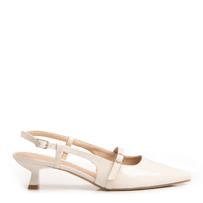 Scarpin Slingback Verniz Off White