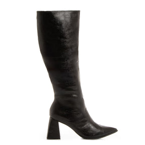 Bota Preta Texturizada Cano Alto